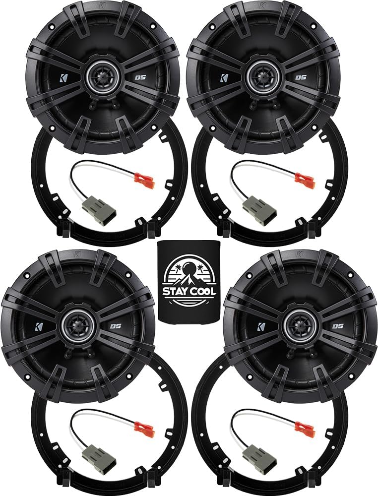 KICKER Speakers 6.5 inch for Honda Accord 2008-2022 Upgrade Kit - 4 Pack of DS Series with Adapters and Harness, Coaxial 6 1/2 Car Audio Front and Rear Door/Deck Speaker DSC6504, 43DSC6504