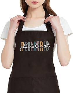 GXVUIS Pediatric Phlebotomist Aprons for Women with 2 Pockets Waterproof Adjustable Bib Apron for Kitchen Cooking BBQ Brown