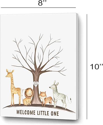 Miniatura 2 de Árbol de huellas dactilares para revelación de género con animales de safari, ideas de fiesta de libro de invitados para baby shower, ideas de