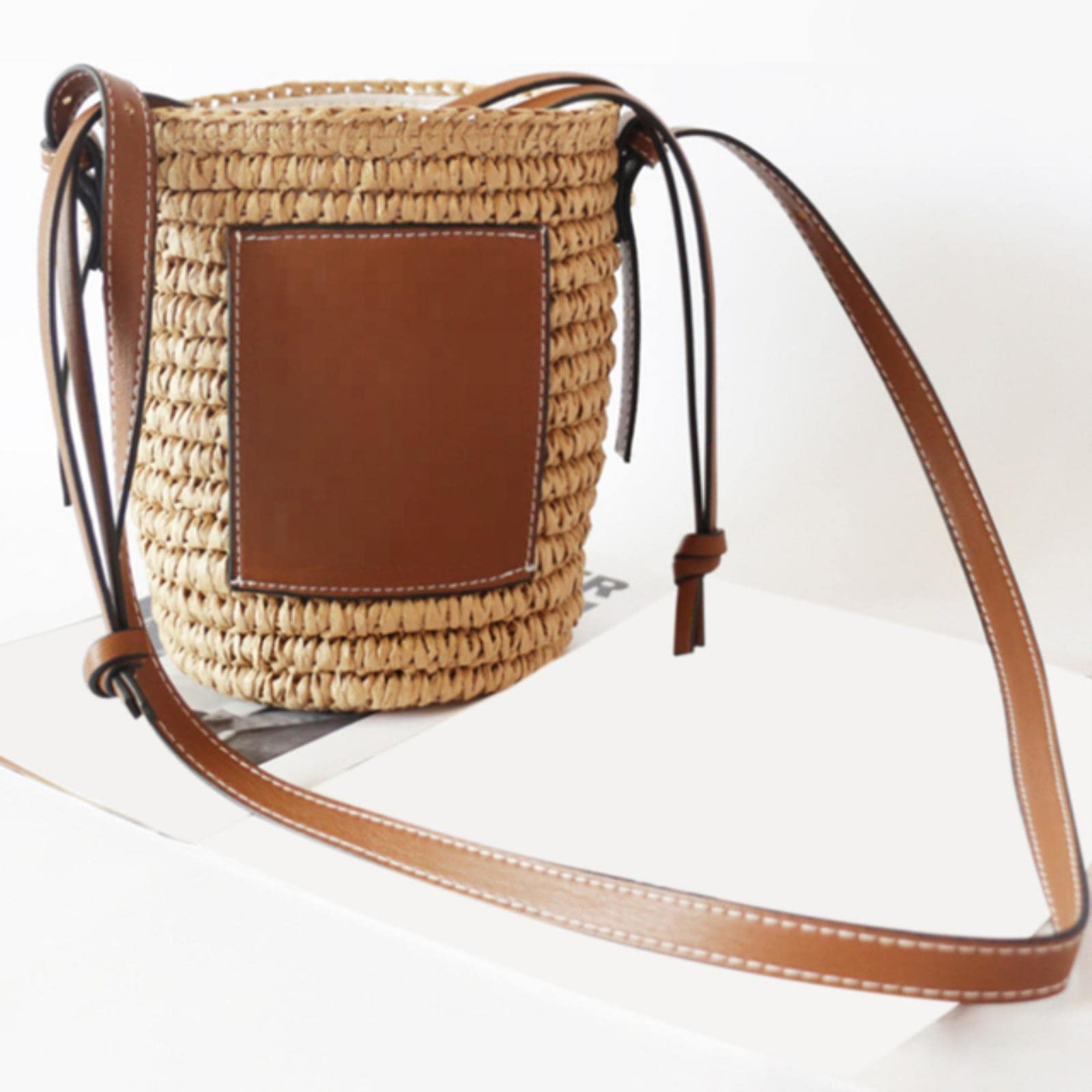 Bolso de Mano Redondo de Paja para Mujer, Rafia, Barril Redondo, Bolso Cruzado Tejido de Paja, Bolsos de Mano, Bolsos Femeninos, Bolso de Playa para Mujer