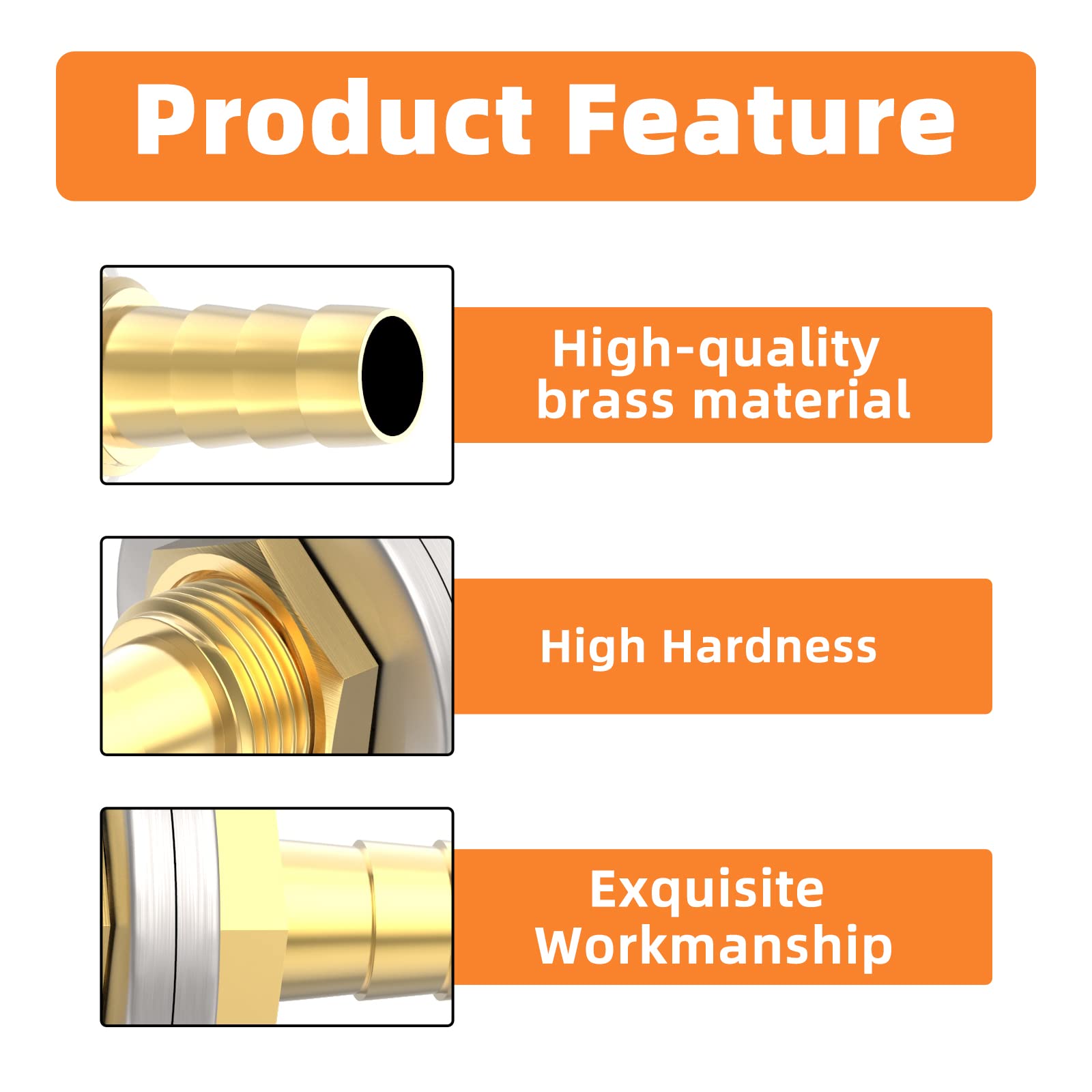TAISHER 2PCS 304 Stainless Steel Hose Barb Thru-Bulk Bulkhead Fitting 5