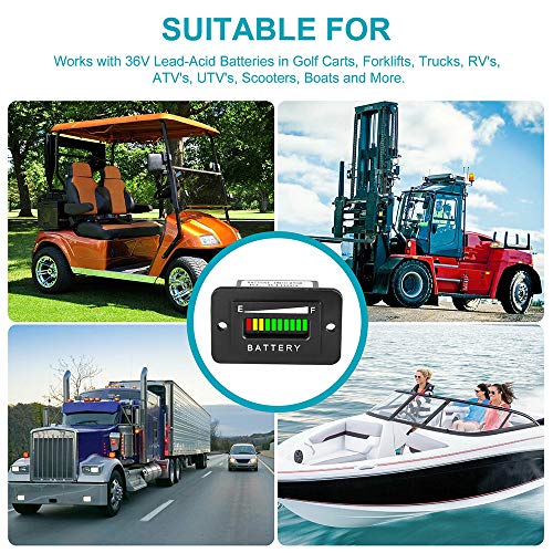 Ajcoflt A luz indicadora de bateria à prova d'água 36V Medidor de bateria de chumbo-ácido do ATV Fo