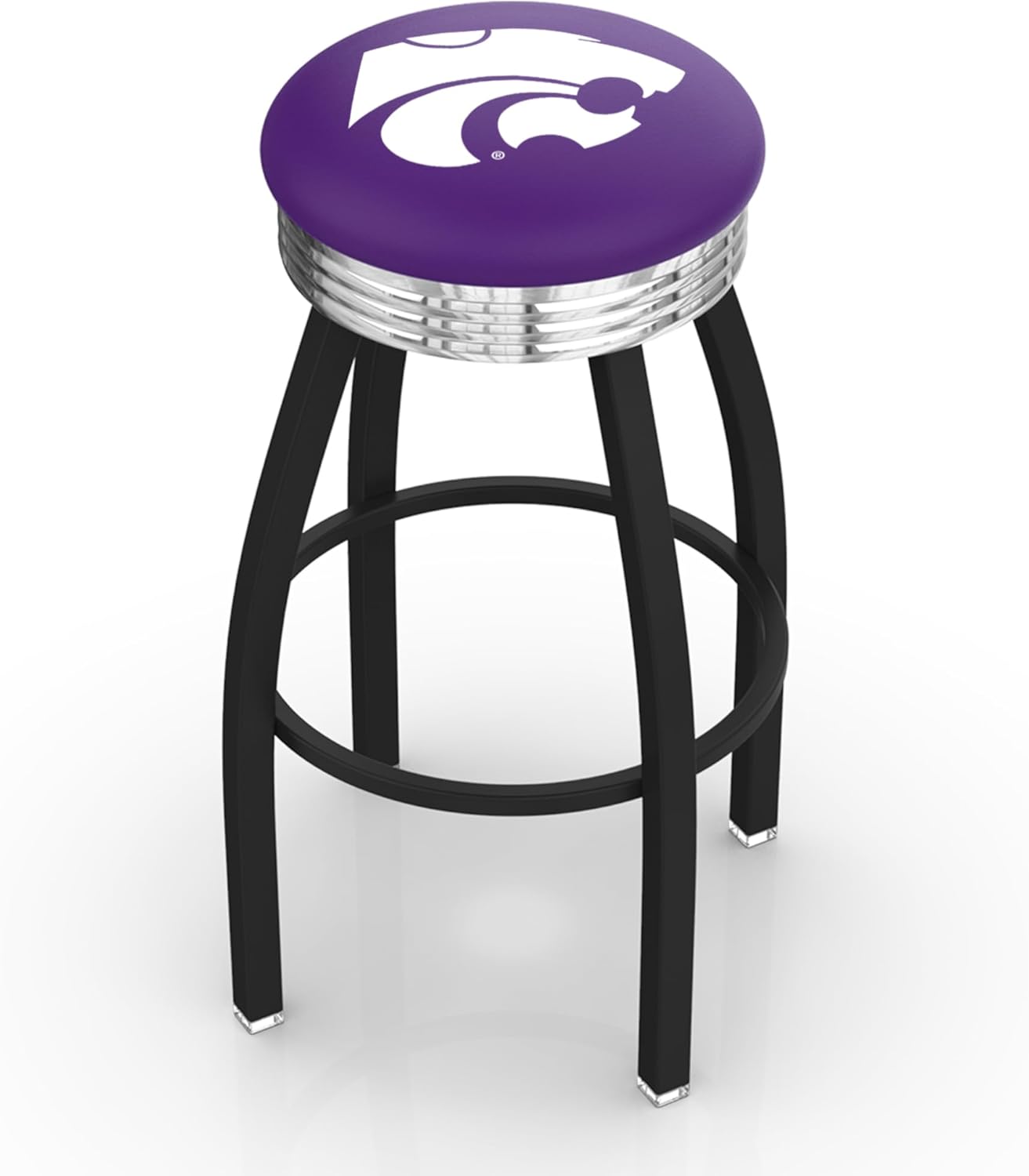 L8B3C Kansas State 30" Swivel Bar Stool with a Black Wrinkle and Chrome Finish