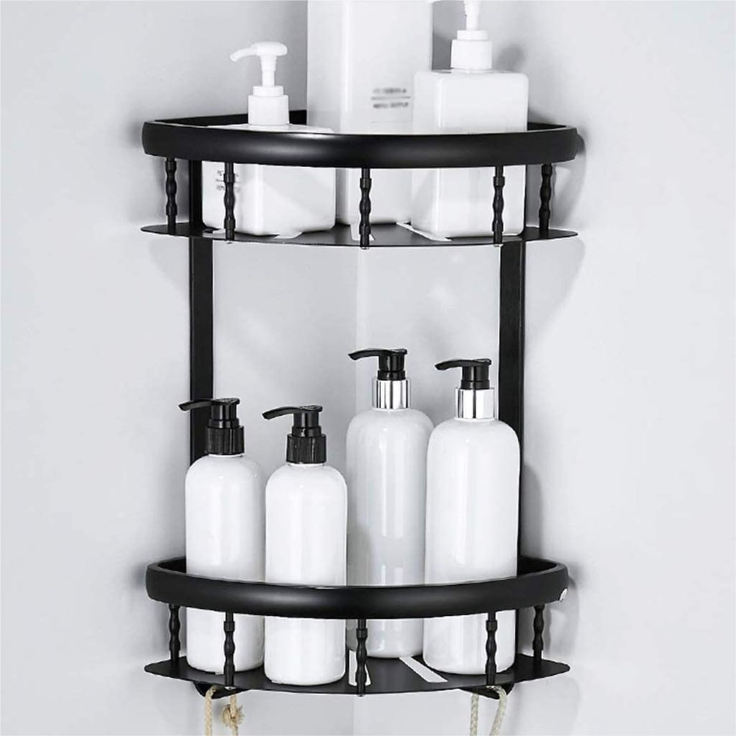 Estante de baño Carrito de ducha Estantes de ducha Estante de baño Aluminio duradero Estante de ducha de 2 niveles Cesta de almacenamiento de cocina Estantes de esquina Estante de ducha Orga
