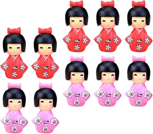 Miniatura 9 de NOLITOY 10pcs Japanese Kimono Dolls Miniatura Ornamento para Micro-Paisaje Decoración del Hogar