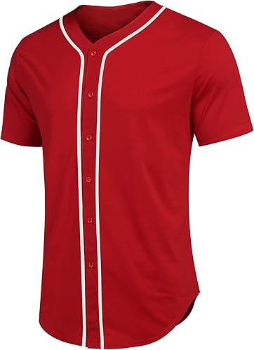 COOFANDY Camiseta de béisbol con botones para hombre, manga corta, hipster, hip hop, camisetas