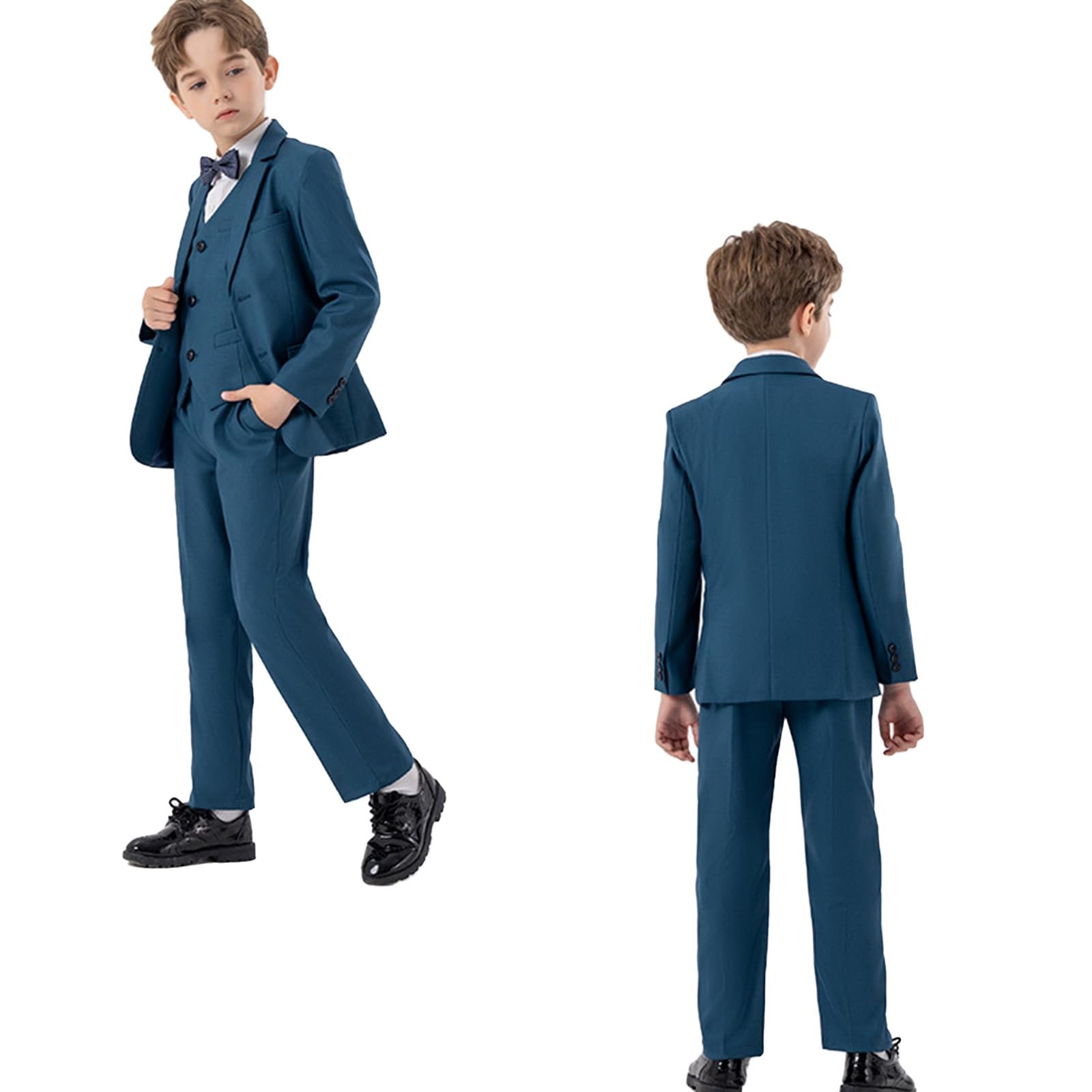 Generisch Kinder Bekleidung Junge Jungen Business Anzüge Mantel 4 Stück Outfit Smoking Set Für Kinder Formelle Anzug Für Jungen Mit Weste Hosen 10 9 (Green, 9-10 Years)