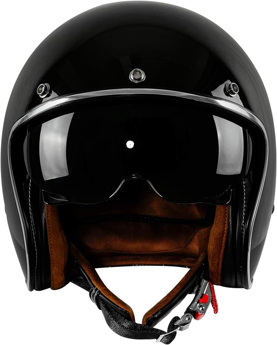 XFMT DOT Retro Style Motorcycle Open Face 3/4 Helmet with Sun Visor for Chopper Scooter Cruiser