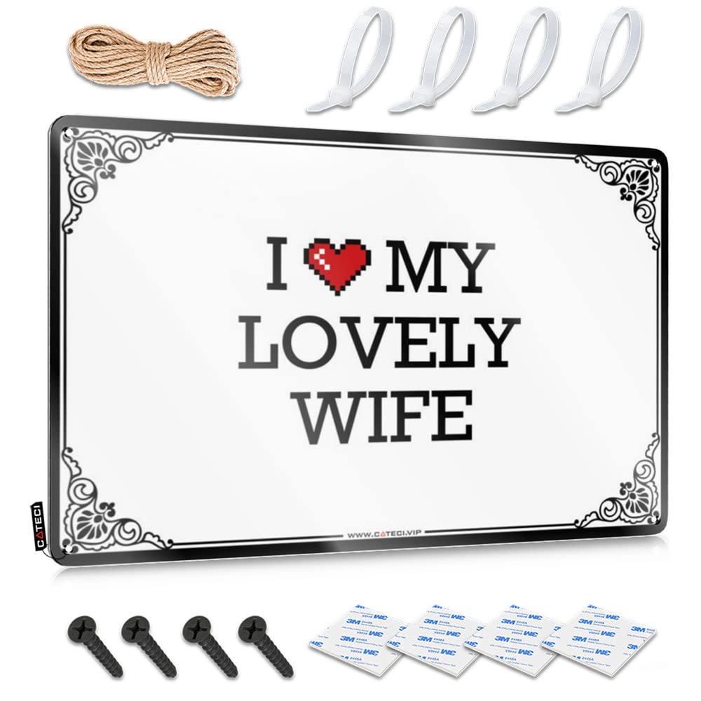 Art Outdoor Porch Decor Ready To Hang - I Love My Lovely Wife Accessory For Outhouse(20X30CM)
