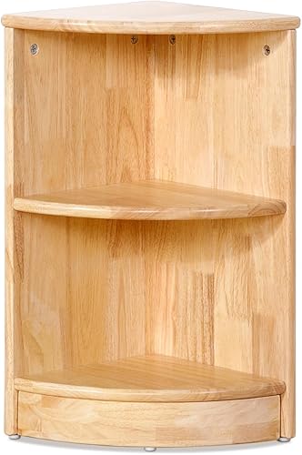 Miniatura 4 de OOOK Armario esquinero de madera de goma, organizadores y almacenamiento de juguetes de 2 niveles, estante Montessori para habitación de niños, sala