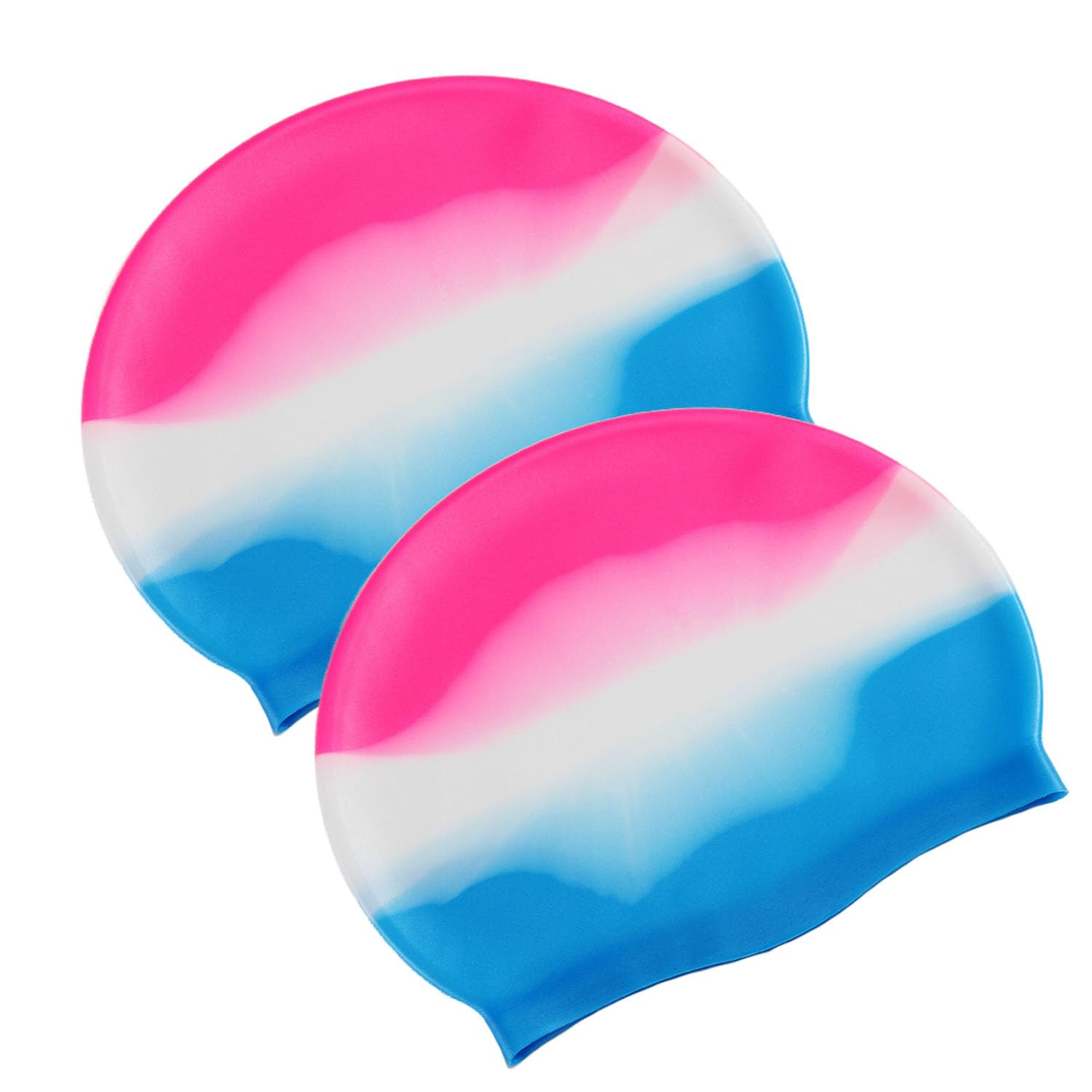 2-Pack Colourful Silicone Swim Caps - Comfortable Elastic Pool Hats for Kids, Unisex Waterproof Swimming Caps for Boys & Girls