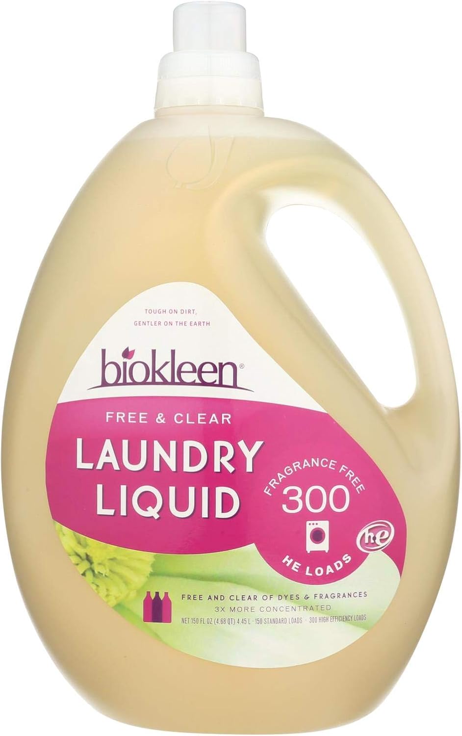 Biokleen Laundry Detergent Liquid, Concentrated, Eco-Friendly, Non-Toxic, Plant-Based, No Artificial Fragrance or Preservatives, 150 Fl Oz (Pack of 3)