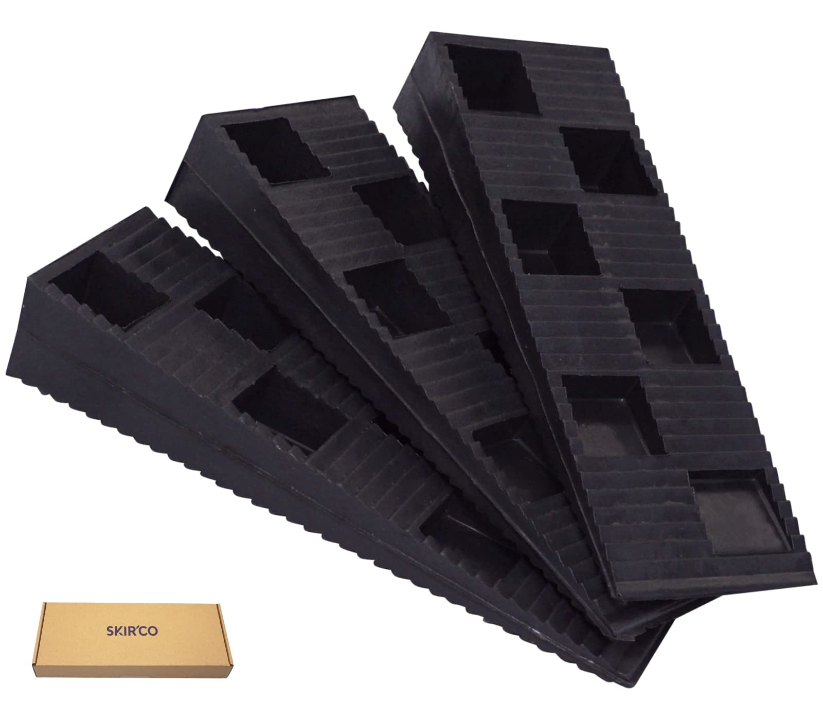 SKIR'CO (20 pcs) Black Plastic Ribbed Wedges 90 x 30 x 15 mm for Leveling Spacing Wedges, Interlocking Wedges - Image 2