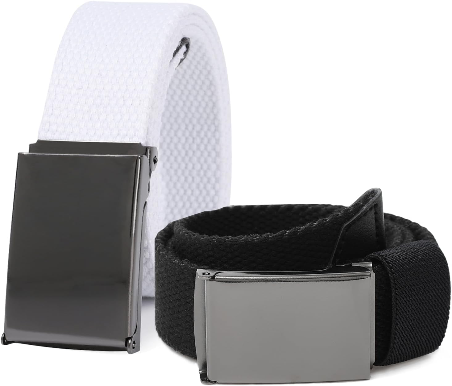 AWAYTR Boys Canvas Web Belts - 2PCS School Uniform Cotton Strap Belt Adjustable in Four Sizes Suitable for Girls