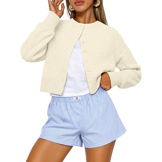 Trendy Queen Cropped Cardigan Sweaters for Women Lightweight Y2k Fall Outfits Spring Fashion Clothes 2026