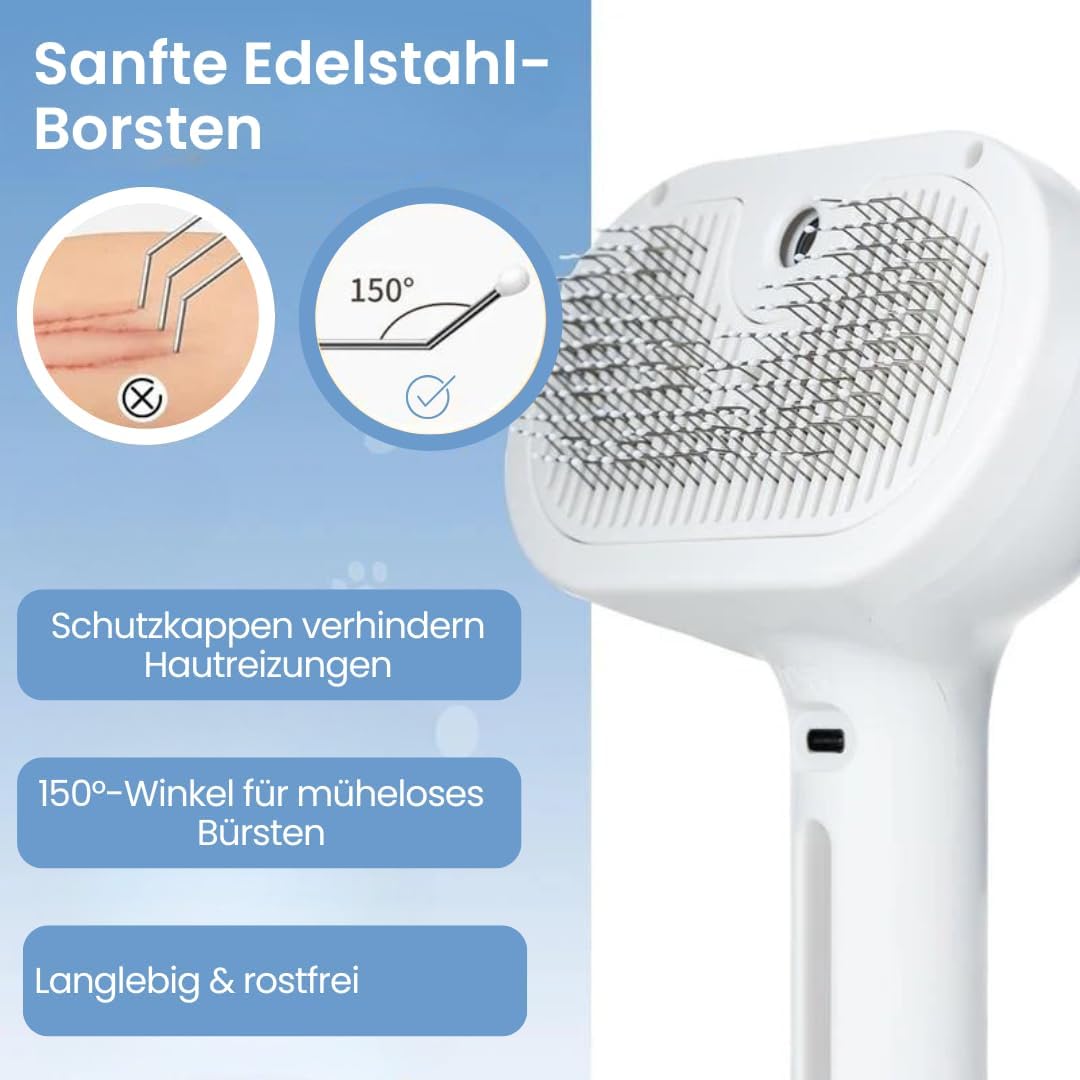 3-In-1 Fellbürste Mit Sprühnebel, Katzenbürste Mit Dampf, 3-In-1 Haustier-Grooming-Dampfbürste, Entfernt Lose Haare, Mit Selbstreinigungsfunktion, Smoothing (2PCS-3)