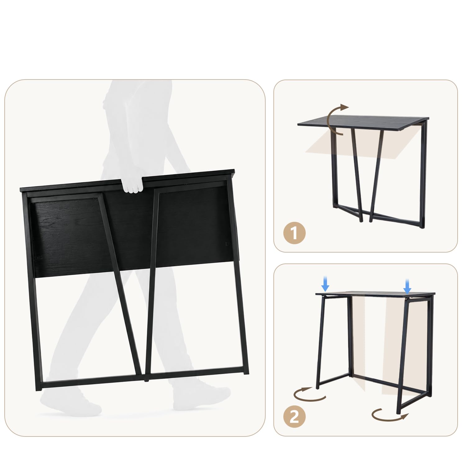 Meubles Cosy Bureau Informatique Pliant pour Petits Espaces, 80 x 40 cm