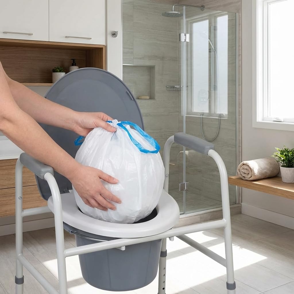QWORK® 40 Stück Einweg Toilettenbeutel, Toilettenbeutel mit Mit Saugeinlage, 53x40CM Tragbare Toilettenbeutel für Toilettenstühle