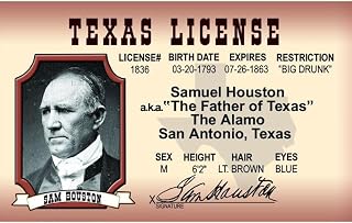 Signs 4 Fun Parody Driver’s License | Sam Houston ID | Fake ID Novelty Card | Collectible Trading Card Driver’s License | Novelty Gift for Holidays | Made in The USA