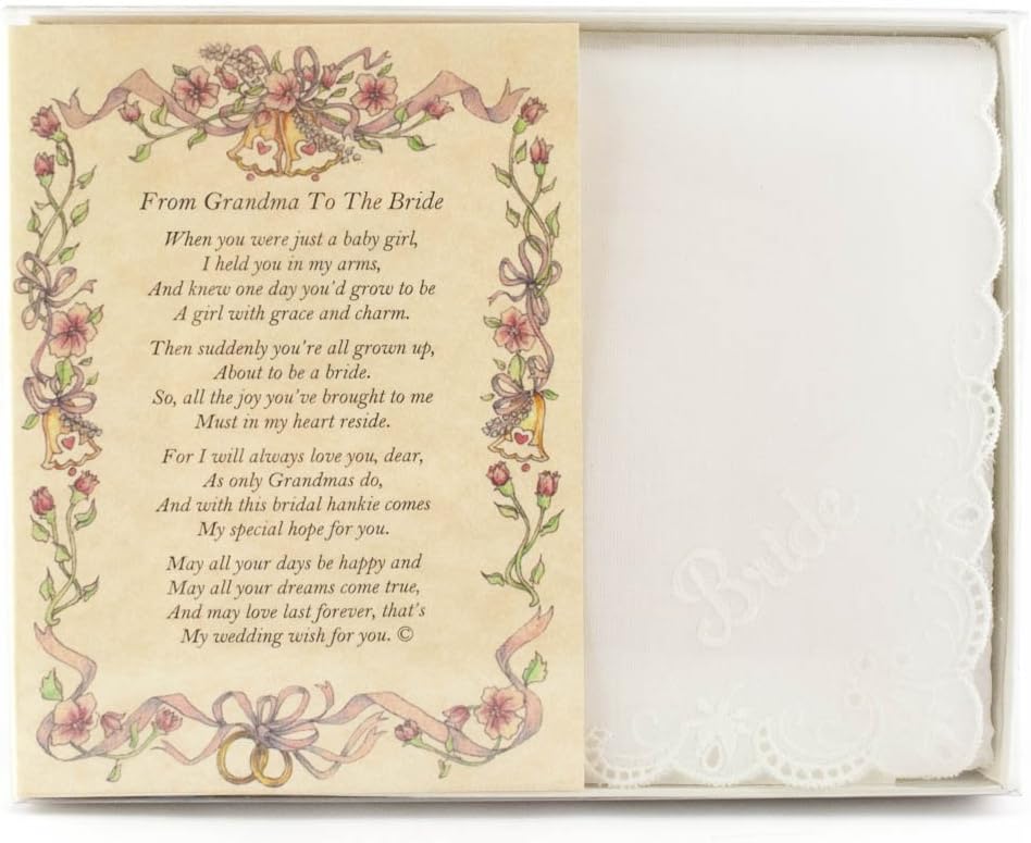 Wedding Handkerchief Poetry Hankie - Options for Entire Wedding Party & Family | Wedding Keepsake, Beautiful Poem | Long-Lasting Memento | Includes Gift Storage Box