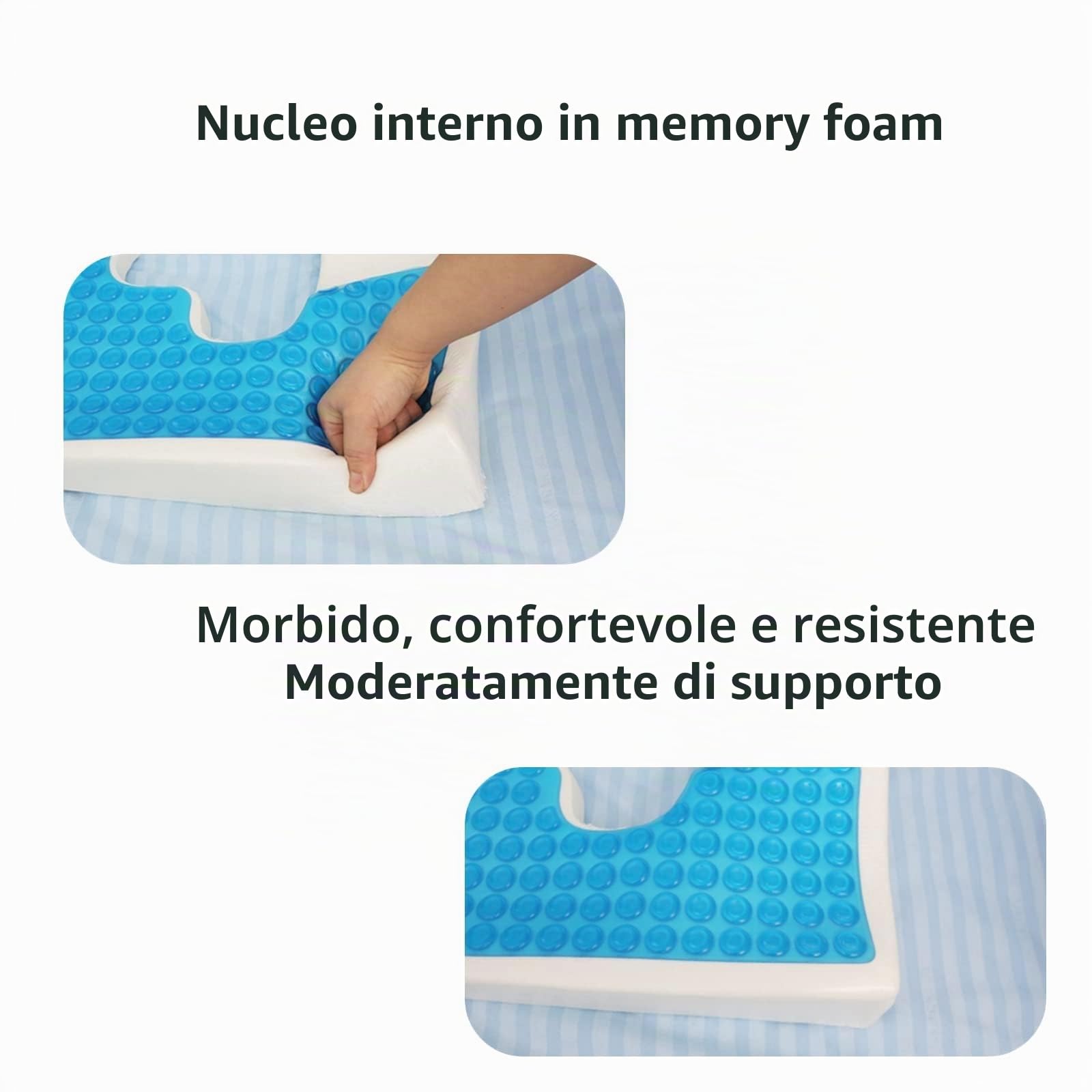 Cuscino per mal di letto, per alleviare la pressione delle piaghe da decubito, con apertura a forma di T, design triangolare, anti-decubito, per anziani, costretti a letto, disabili