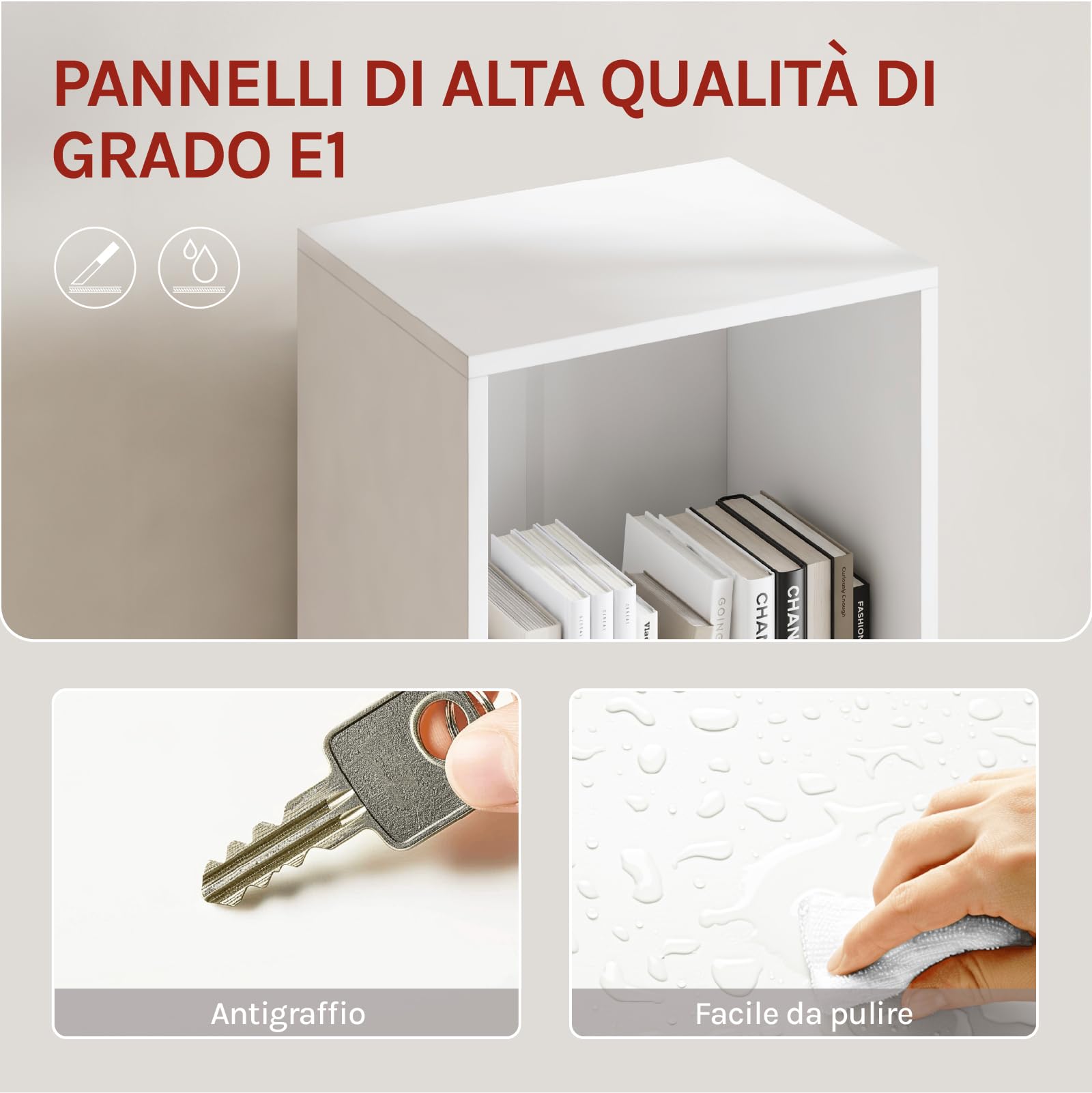 WOLTU Libreria Verticale, in Legno, con 3 Vani Aperti, 2 Cassetti e 1 Armadietto, Mobile Portaoggetti da Terra con Ripiano Regolabile, Bianco, 30x24x158cm