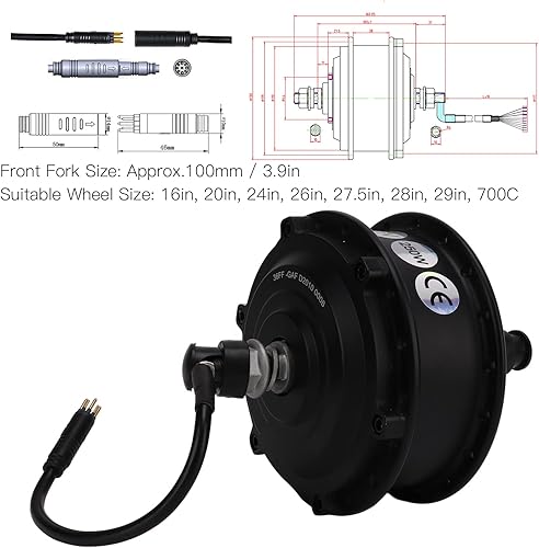 Miniatura 4 de BTER Motor eléctrico de cubo de bicicleta, kit de motor de conversión de rueda delantera impermeable de 36 V 250 W con 3 modos de conducción,