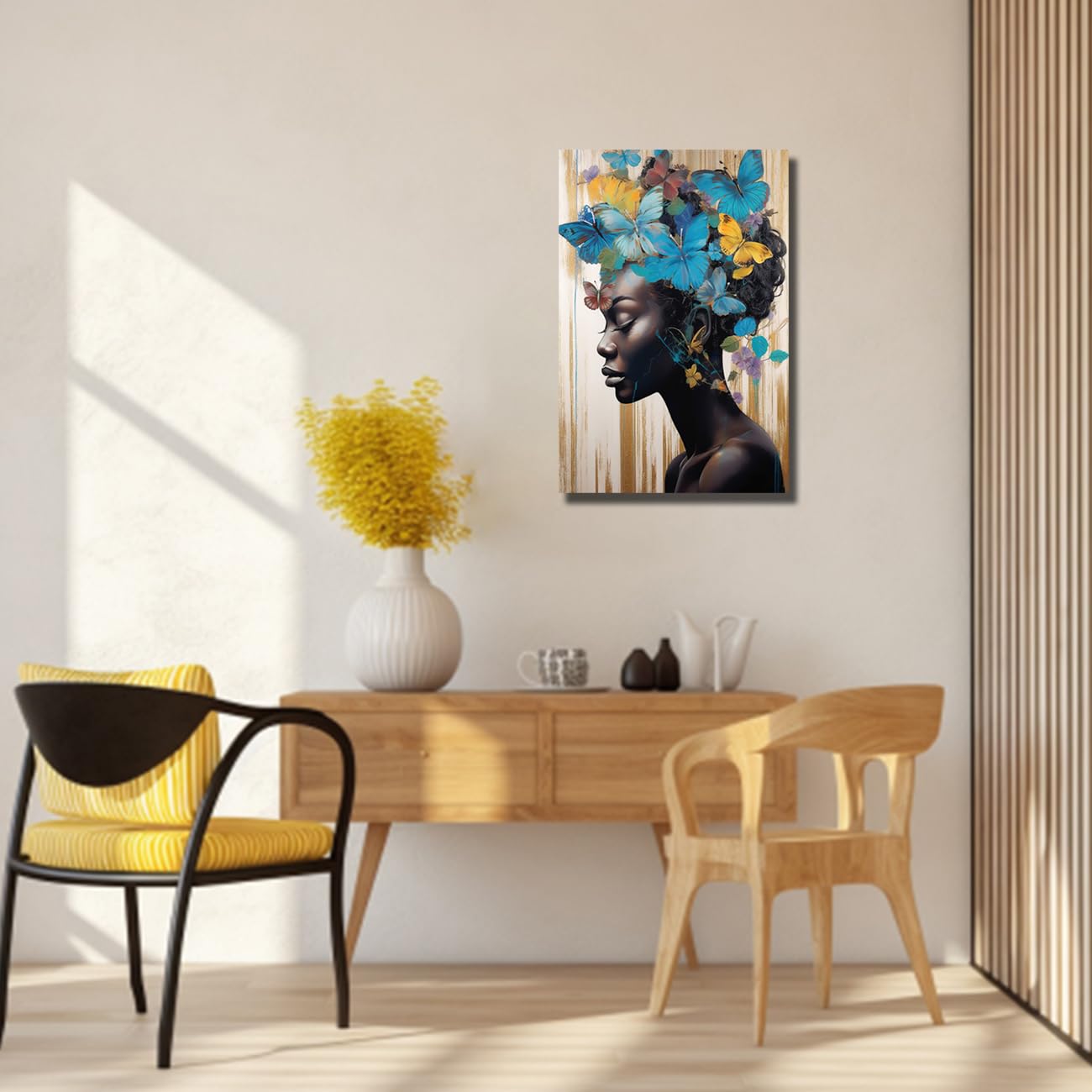 Stampa su tela incorniciata con donna africana, decorazione da parete