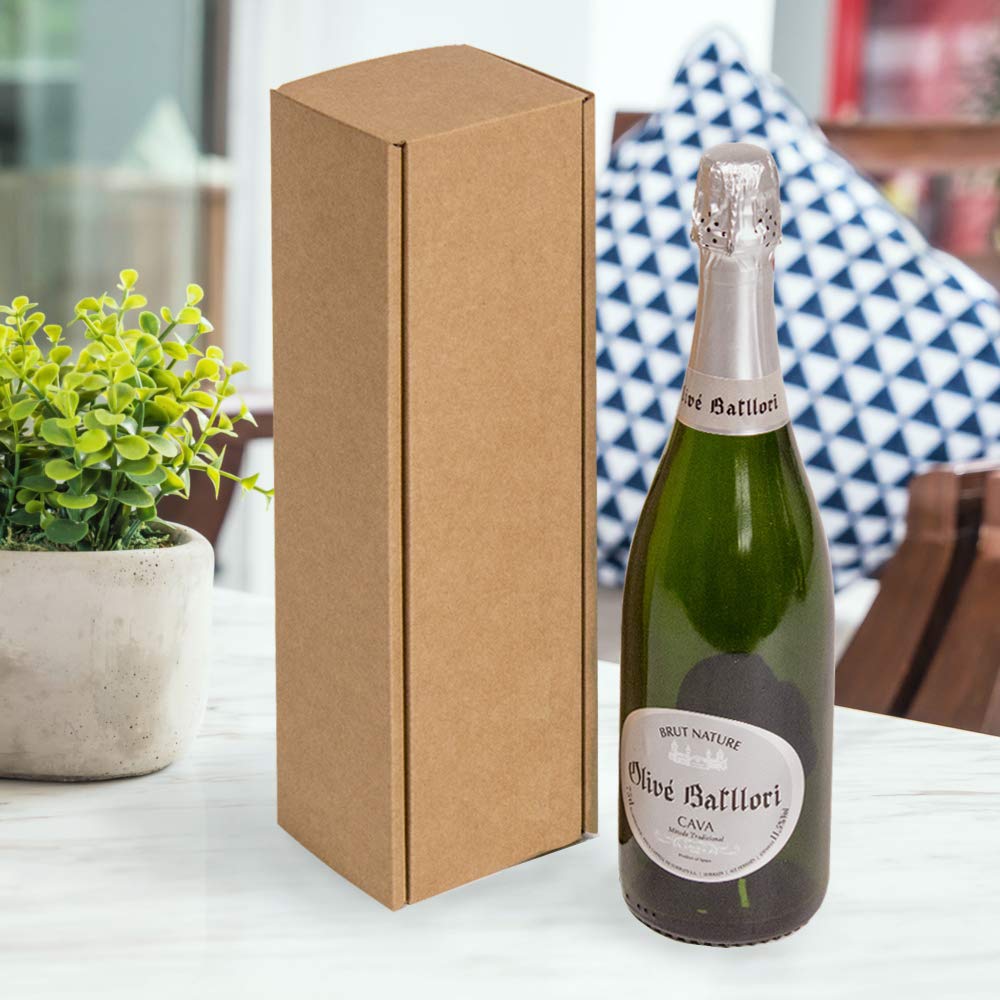 ONLY BOXES Pack Da 4 Astucci Porta 2 Bottiglie In Cartone Kraft Con Manico In Iuta E Separatore
