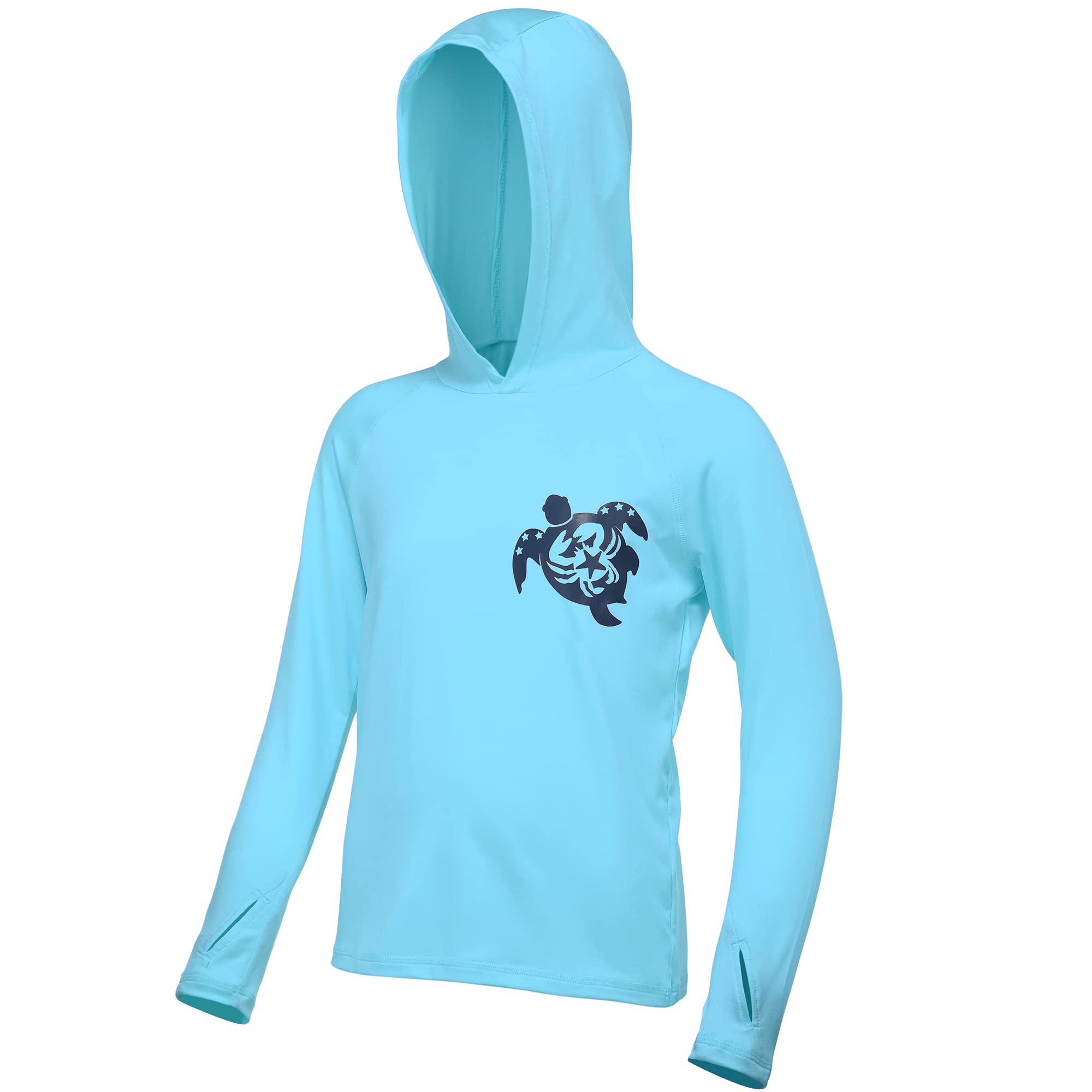 Boys Rash Guard Swim Hoodie, Kids Long Sleeve Sun Fishing Shirts