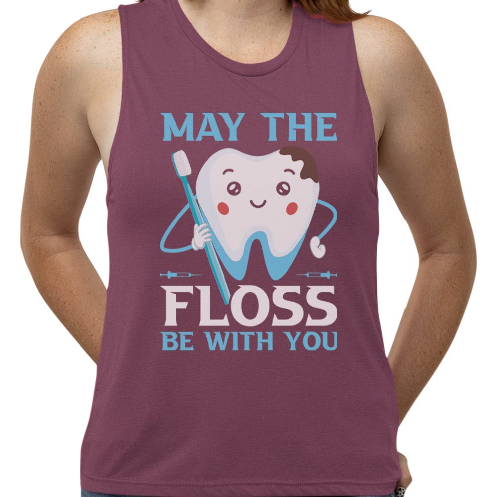 TeesAndTankYou Floss Be with You Dentist Women's Muscle Tank Large Shiraz