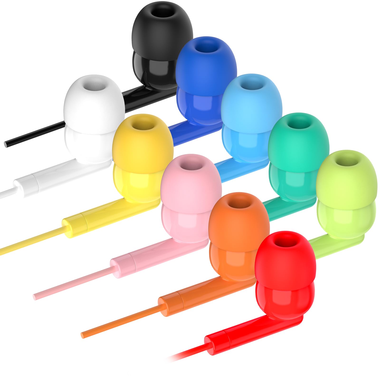 MKDTNJT 30 Pack Kids Earbuds Bulk for Classroom School Students Children Toddler Teens Boys Girls,Individually Bagged(HTC003,Mixed Colors)