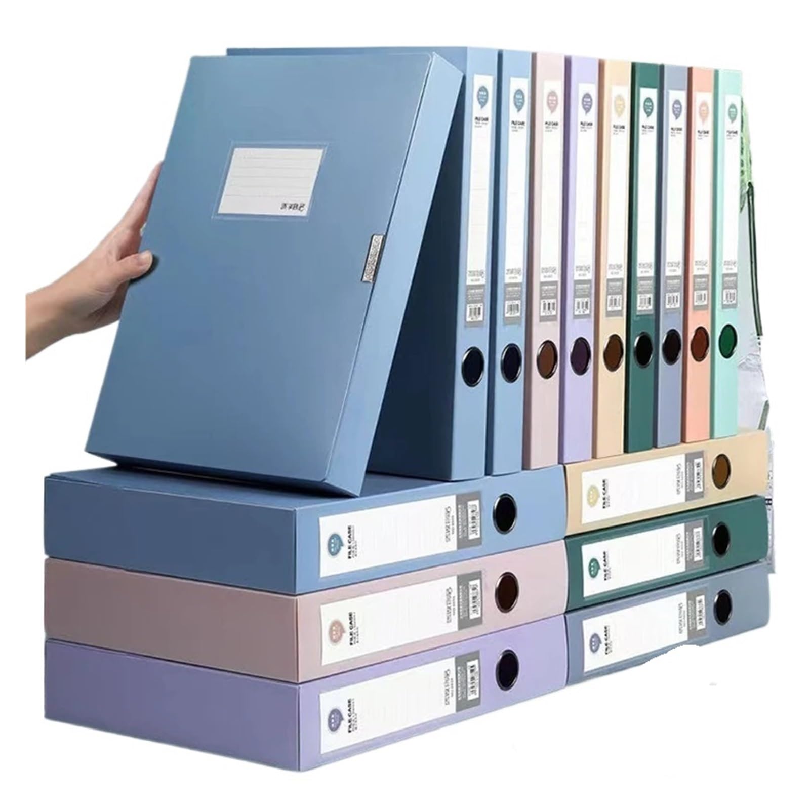 Caja Archivador 2 cajas de almacenamiento documentos oficina A4 gruesas 35 mm, plegables, gran capacidad, organizador información multifuncional escritorio, suministros(Yellow)