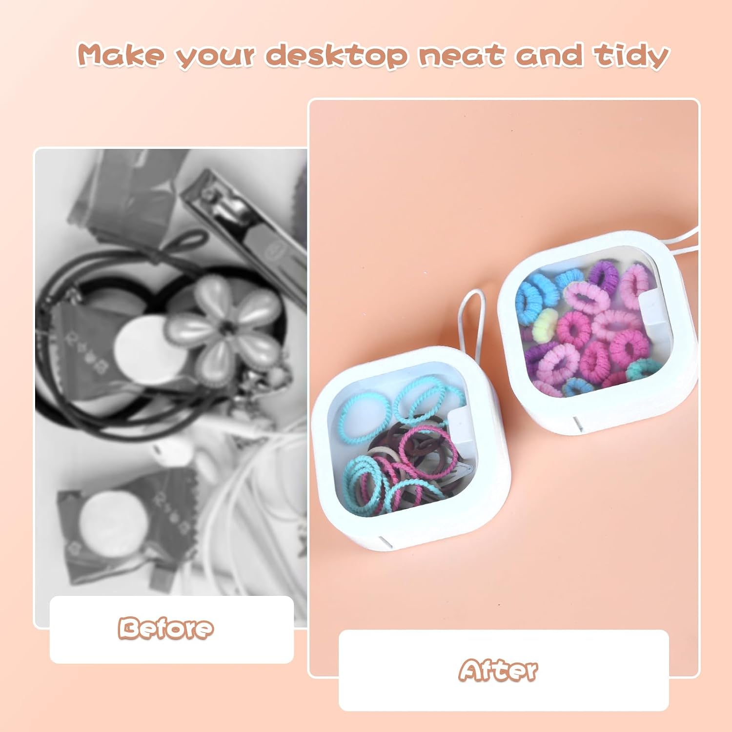 Hair Tie Organizer, Small Portable Hair Accessories Storage Can Be Stackable Or Hung On The Wall, Small Items Holder Hair Tie Organizer for Jewelry Hair Stuff Hair Clip Cotton Swab