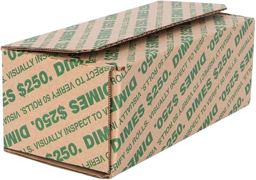 Dime - Caja de almacenamiento para monedas – Paquete de 50 unidades – Azul y marrón – Capacidad para 50 rollos de monedas envueltas – Capacidad de