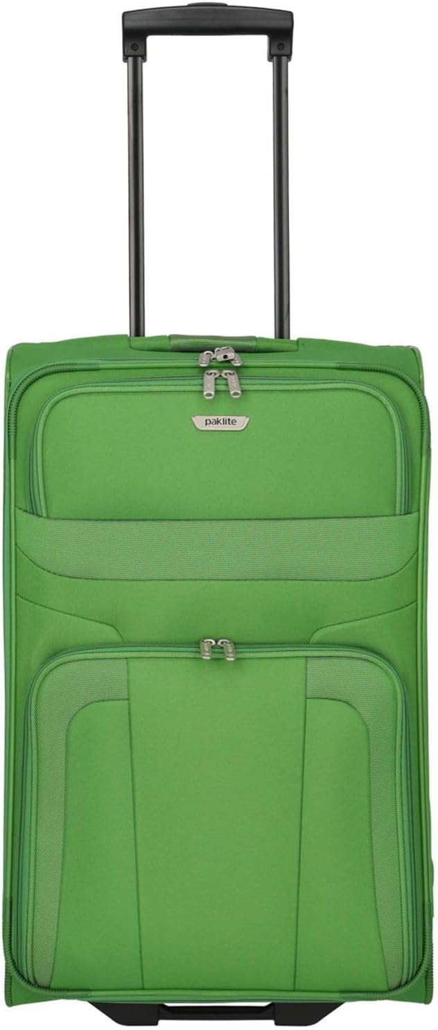 paklite Handgepäck Koffer mit 2 Rollen, Reisekoffer Klein, Orlando, Klassischer Weichgepäck Trolley im zeitlosen Design, verde, Carrello morbido con 2 ruote