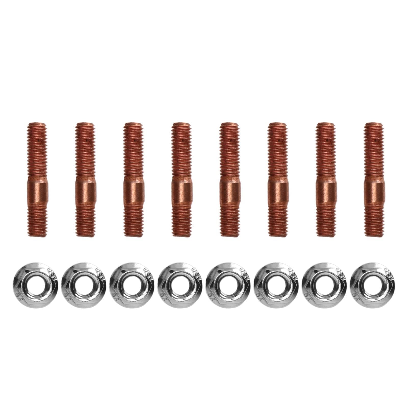 Kit de Goujons Allongés pour Collecteur D'admission, 8 Pièces M8 1,25 Kit de Goujons Turbo Filetés 8 Mm en Alliage Métallique Résistant à la Haute Pression pour Collecteur D'échappement