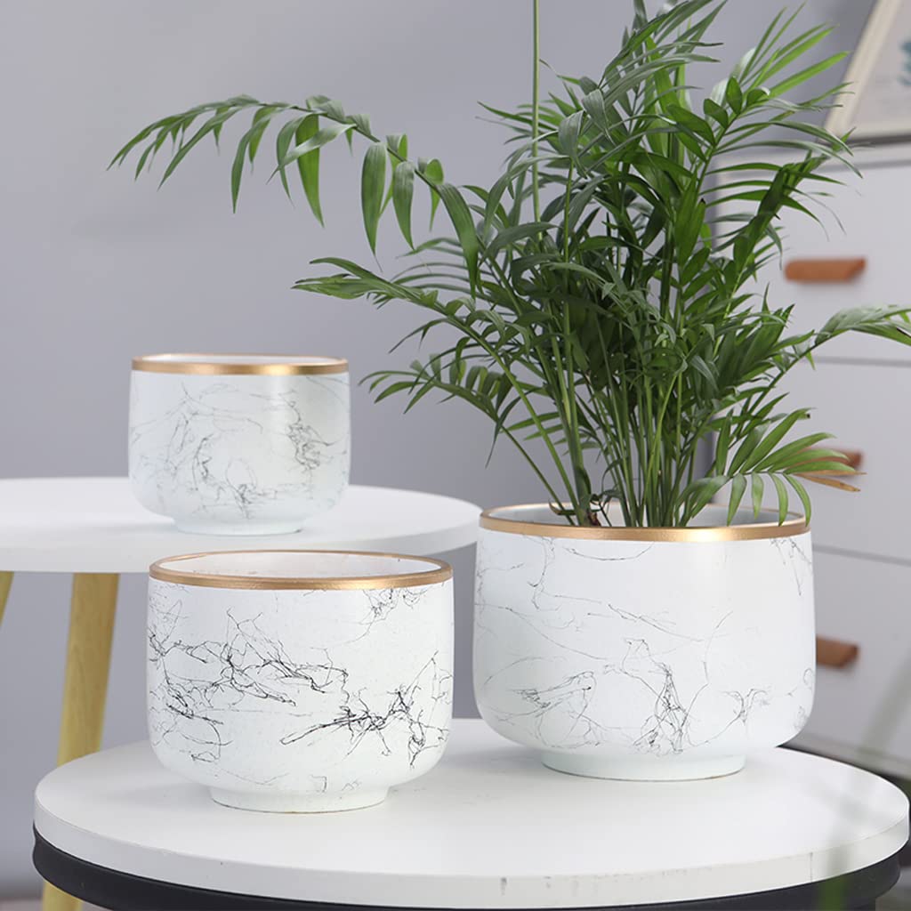 Vasi da Giardino Fioriera in Ceramica da 5/6/7" - Vaso per fioriera per Interni/Esterni con Foro di drenaggio e Vassoio, Ciotola per Piante Phnom Penh per Fiori o Verde