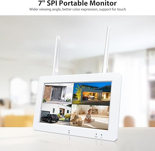 Miniatura 8 de Sistema de cámara de seguridad inalámbrica con monitor de pantalla táctil de 7 pulgadas y 2 cámaras de seguridad de 4 MP, cámara de audio de 2 vías,