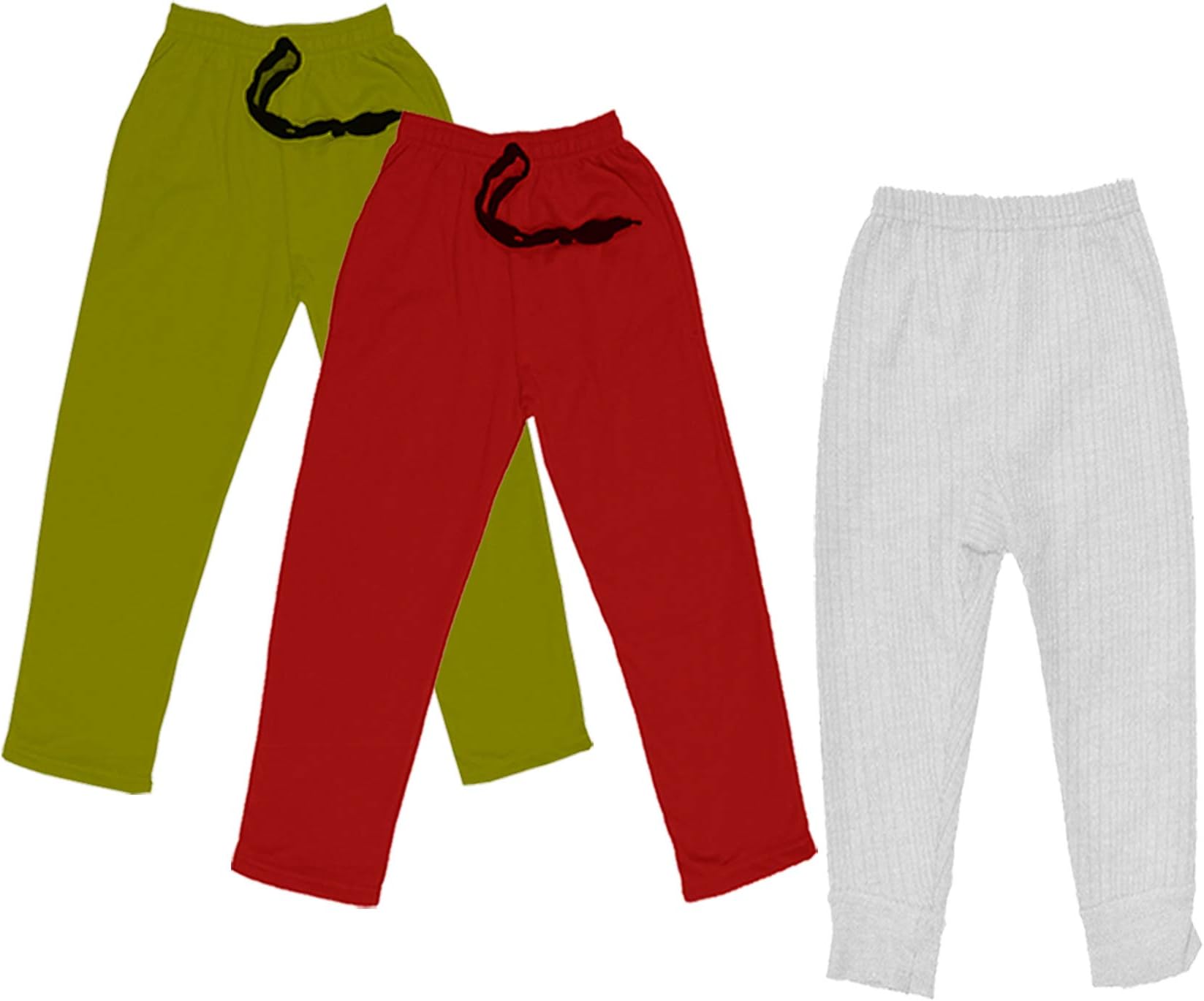 indi weaves Kids - Unisex Girls and Boys Fleece Warm Lowers Track Pants and Body Warmer Thermal Bottom for Winters Pack of 3