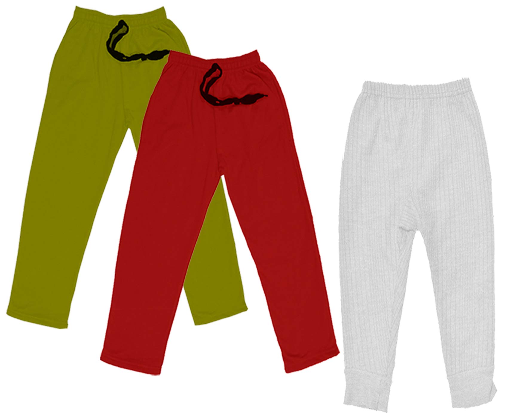 indi weaves Kids - Unisex Girls and Boys Fleece Warm Lowers Track Pants and Body Warmer Thermal Bottom for Winters Pack of 3