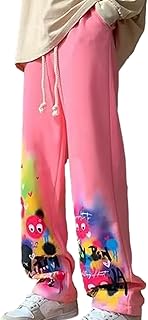 Pantalones Grafiti | Pantalones con gráficos Coloridos,Cintura elástica con Estampado gráfico, Jeans Y2K para Mujeres y Hombres