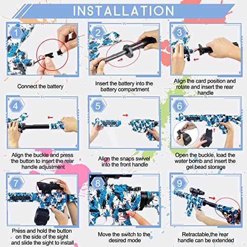 Large Gel Cool Ball Blaster M4A1 For Orbeez With Goggles And 50,000+ Gel Beads Suitable For Backyard Fun And Outdoor Team Shooting Games, Blue #TOP3