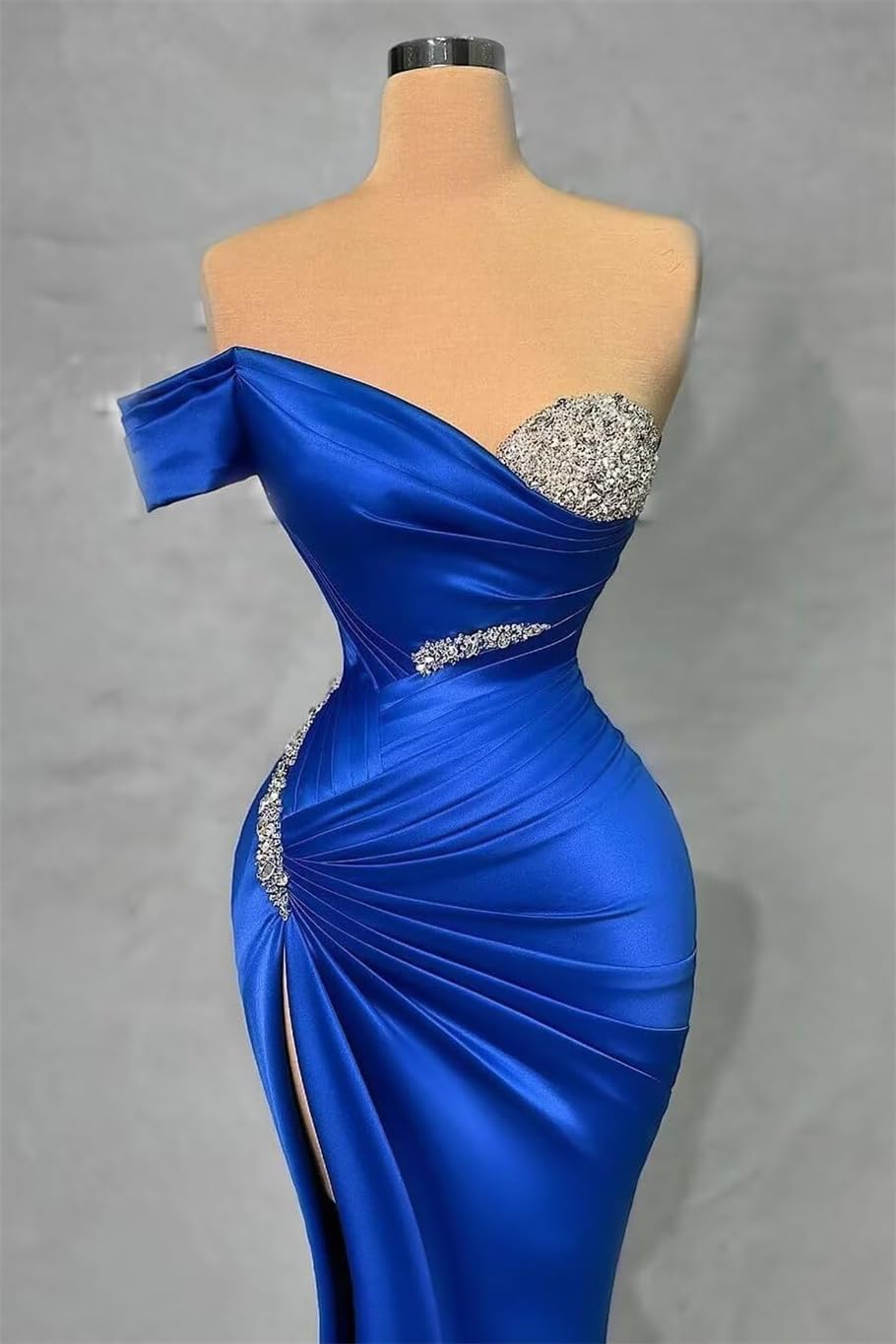 Mermaid Prom Dress One Shoulder Satin Dresses for Women Strapless Formal Evening Gowns