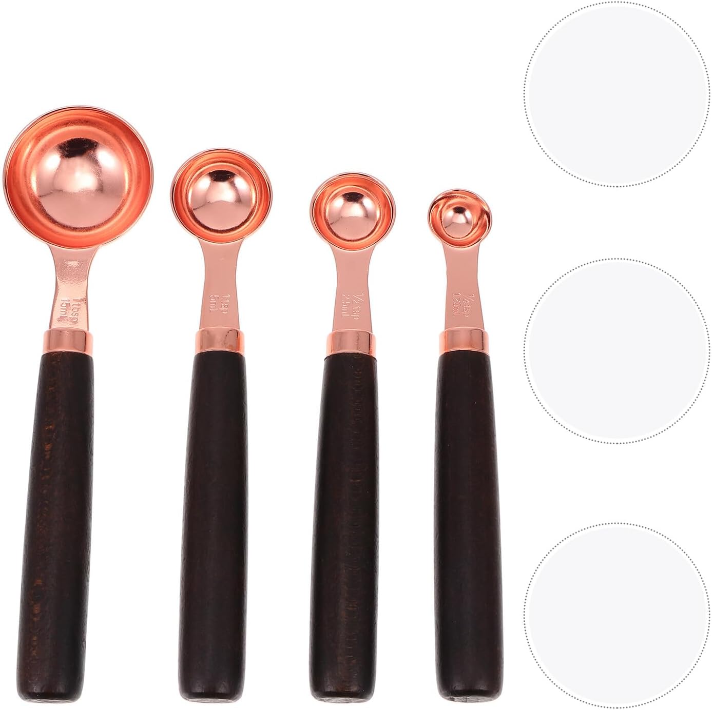 NUOBESTY 4pcs Stainless Steel Measuring Spoons and Cups Set with Wood Handles, Baking and Cooking Scale Tools for Household Kitchen Use