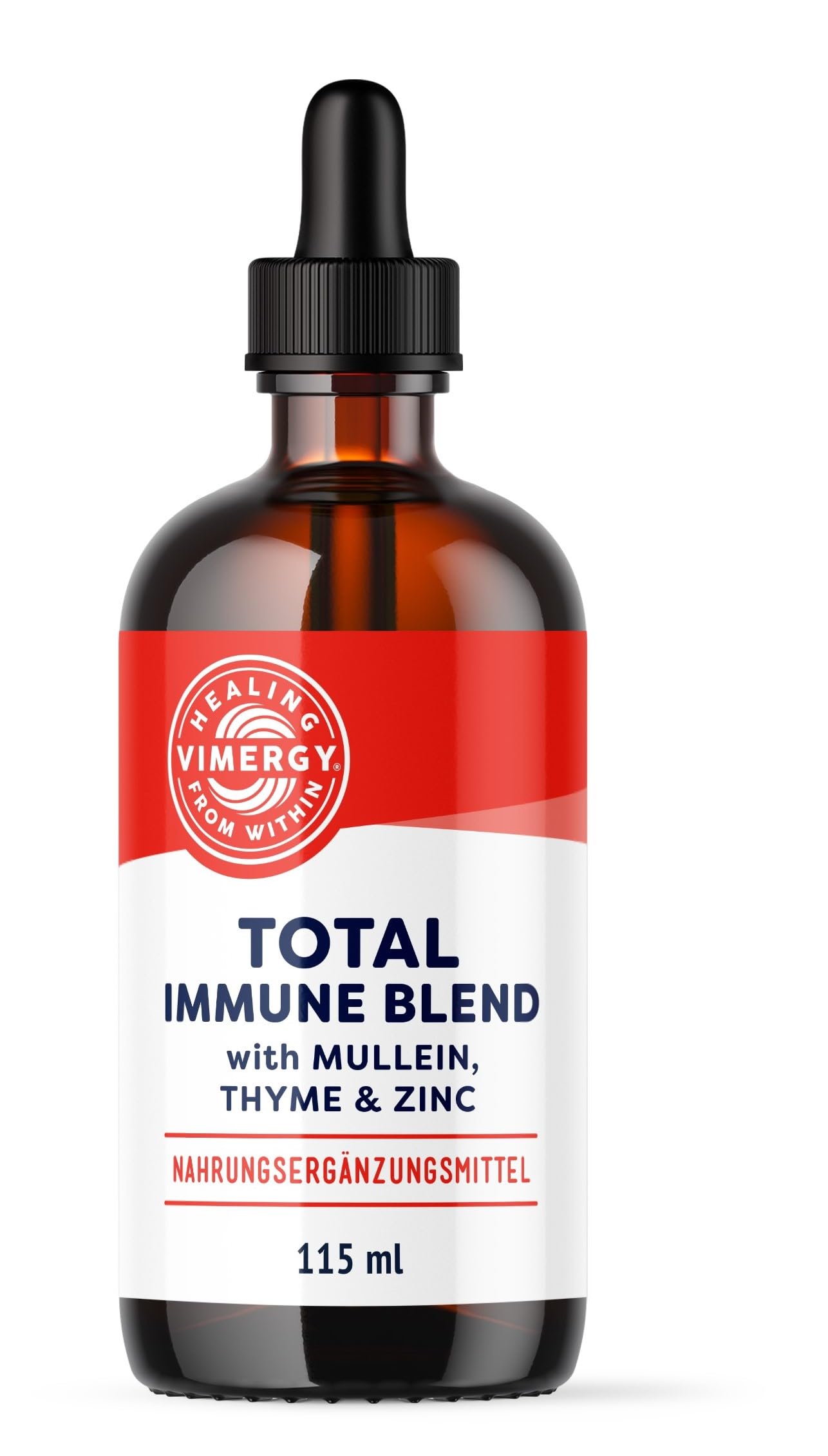 Vimergy Total Immune Blend – Schnell Absorbierbarer Immunbooster – Tropfen aus Zink, Thymian und Königskerze für das Ganze Jahr - Gentechnikfrei, Vegan – 57 Einnahmen (115 ml)