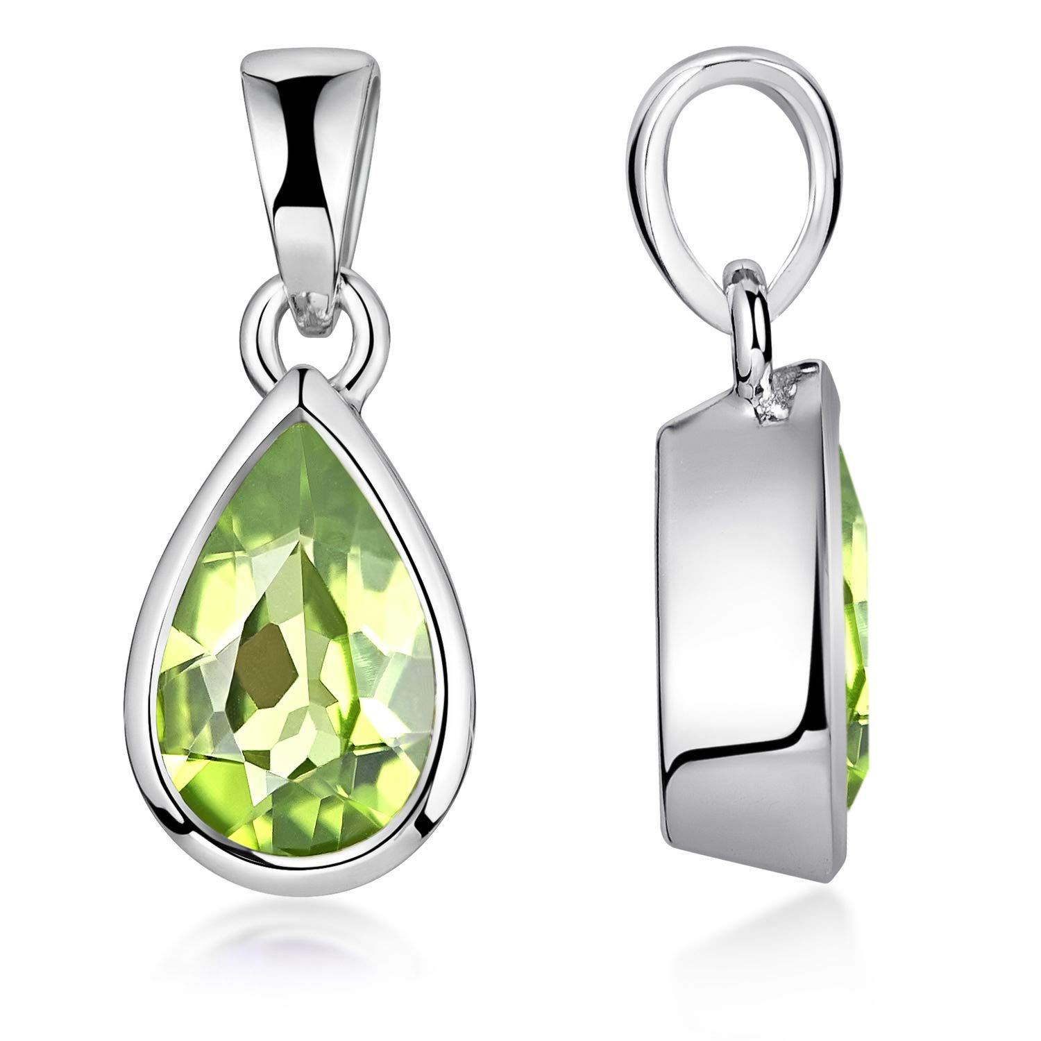 Peridot Anhänger Silber 925 grün Tropfen Edelstein KA-274 | Sterlingsilber rhodiniert wahlweise mit Kette inkl. Schmuck Box Made in Germany von MATERIA by Matthias Wagner