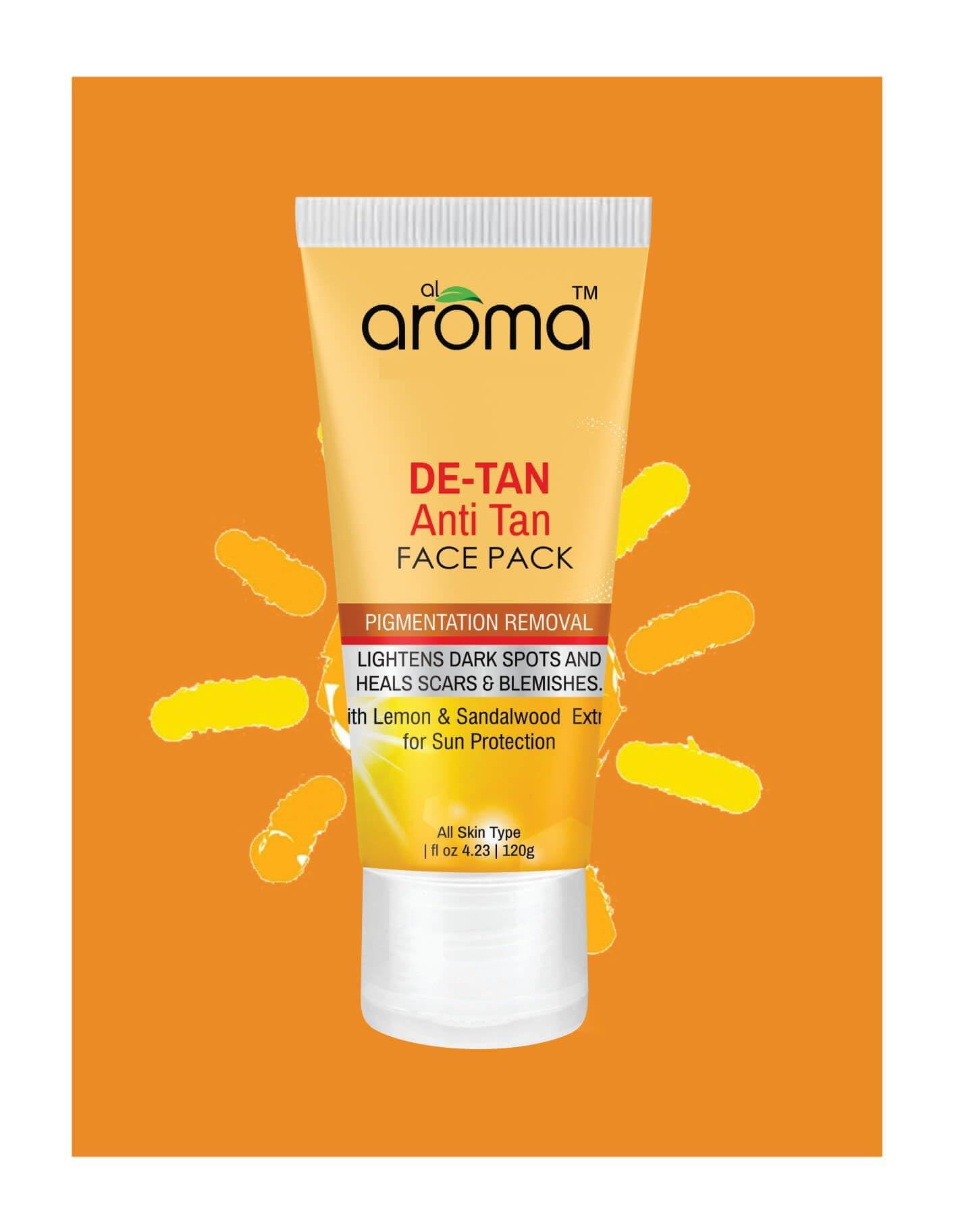Aroma Leafs D-Tan Face Pack Glow Radiance White Beauty Cream For Tan Removal Helps Removes Prevents Sun Damage & Boosts Skin Complexion For Women 120GM