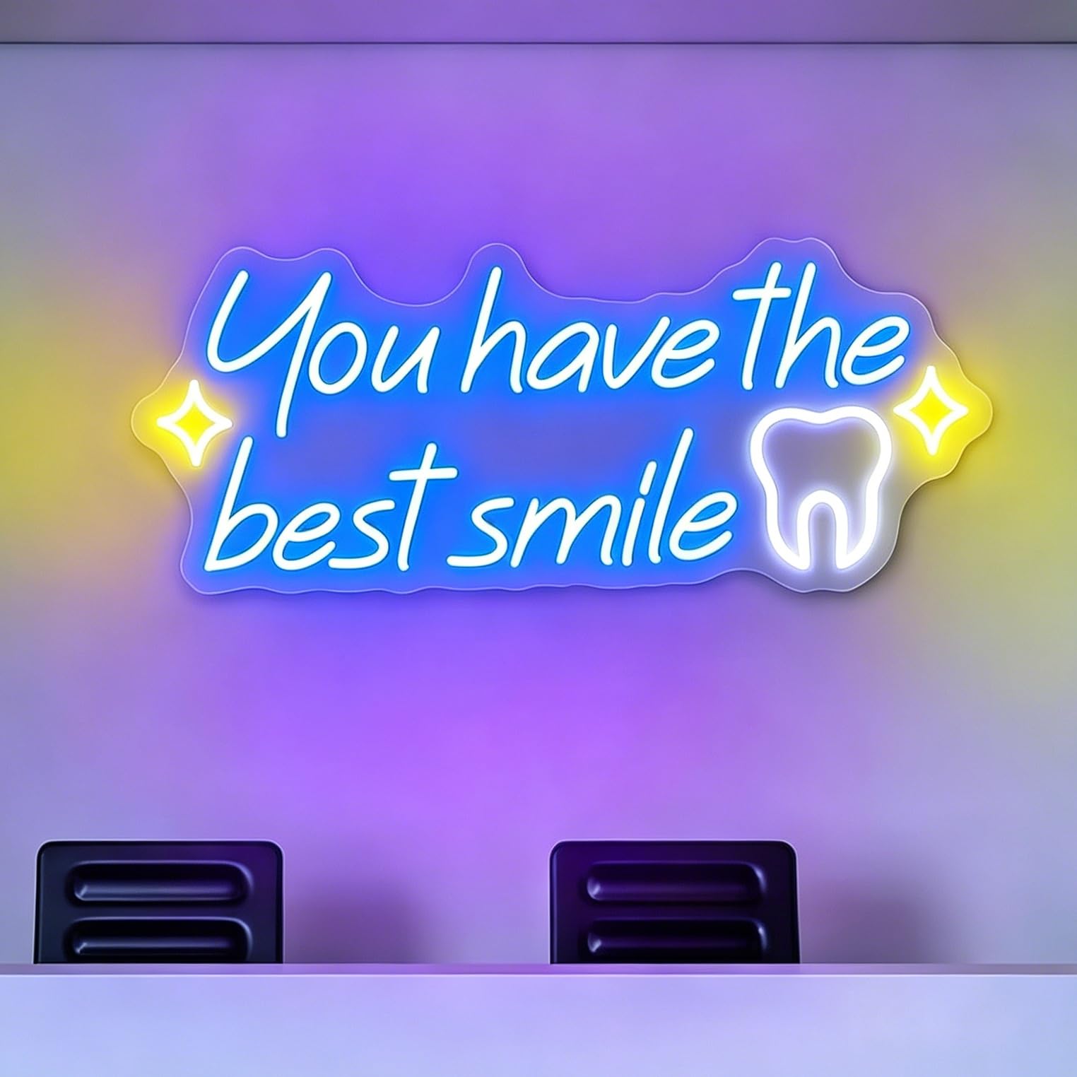 You have the best smile Neon sign Dimmable Dental Clinic Neon Business Logo Sign for Dental Clinic Tooth Care Studio Bathroom Wall Decor (Blue) — image 1