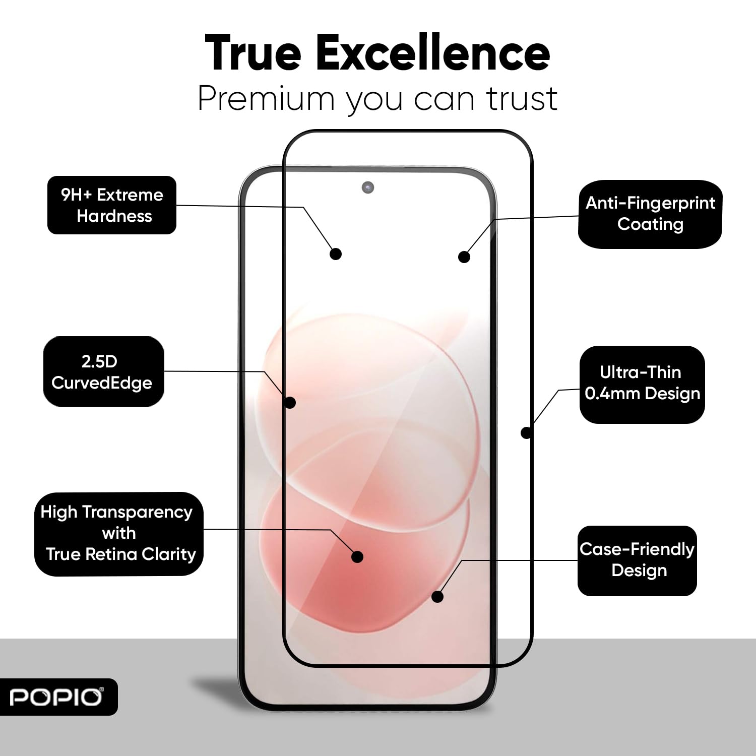 POPIO Military-Grade Gorilla Tempered Glass for Redmi Note 17 | 9H Hardness, Edge-to-Edge, Bubble-Free — Amazon image 3